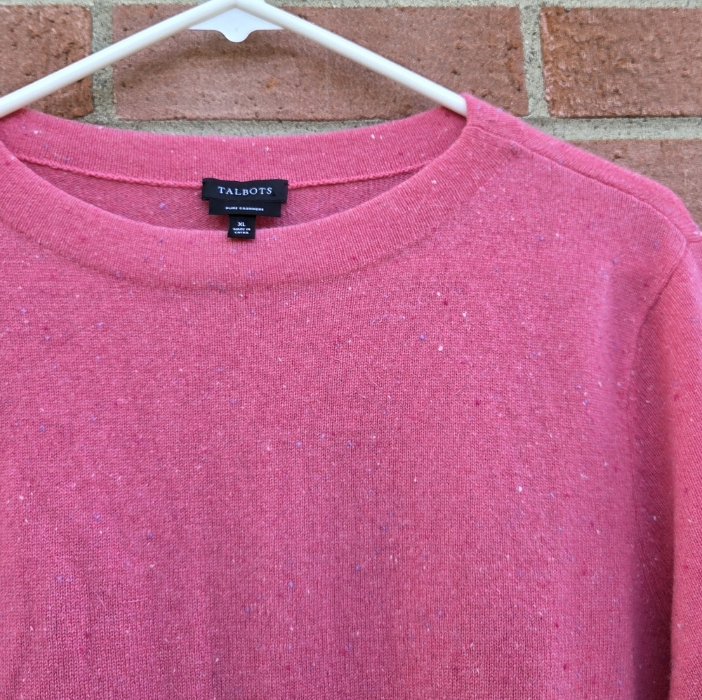 Talbots Audrey Cashmere Speckled Pink Donegal Sweater XL - Picture 3 of 6